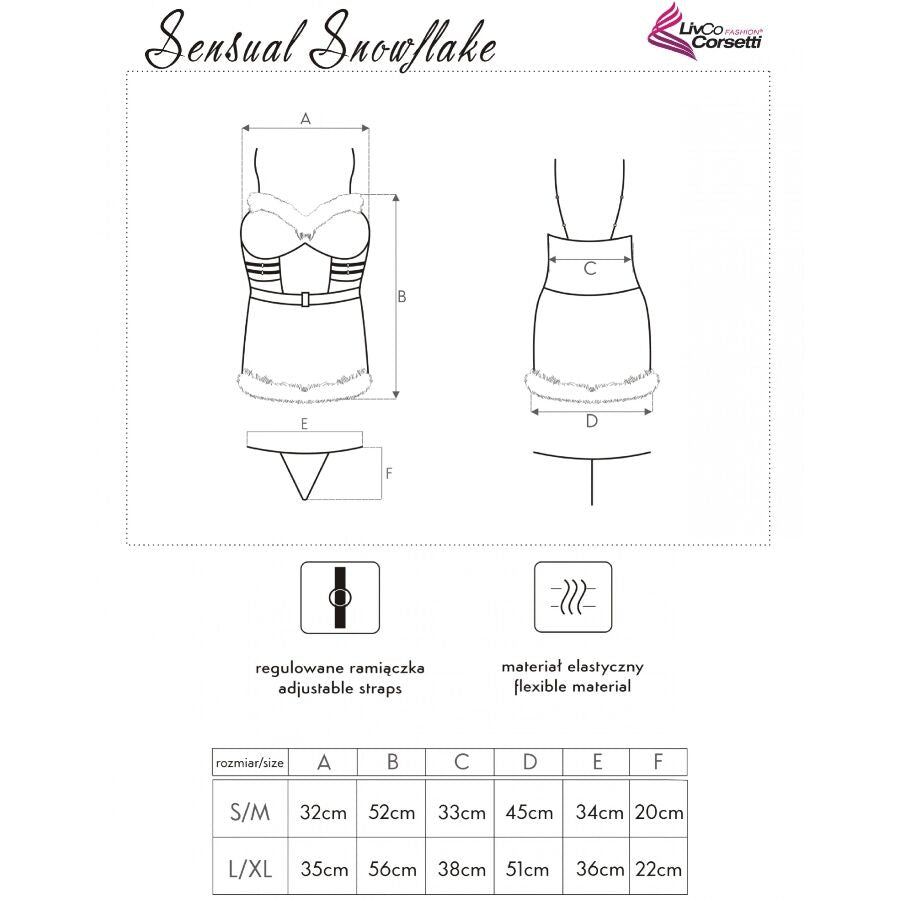 LIVCO CORSETTI FASHION - SENSUAL SNOWFLAKE LC 90603 CAMISA + TANGA + DIADEMA NAVIDEÑA S/M