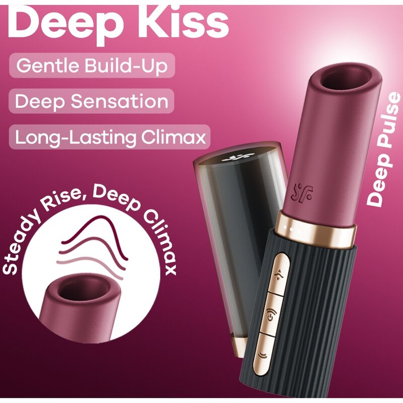 SATISFYER - DEEP KISS WAVE ESTIMULADOR DE CLITÓRIS GARNET / PRETO