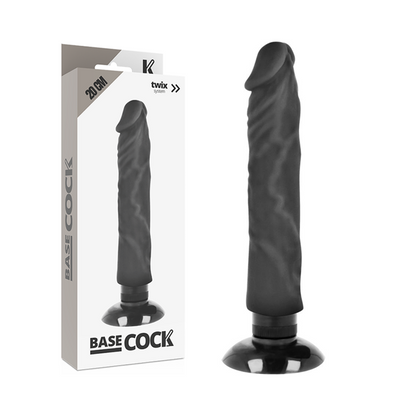 BASECOCK - REALISTIC VIBRATOR 2-1 BLACK 20 CM -O- 4 CM