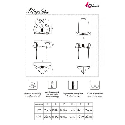 LIVCO CORSETTI FASHION - MAJALESA LC 90526 BRA + GARTER BELT + PANTY BLACK L/XL