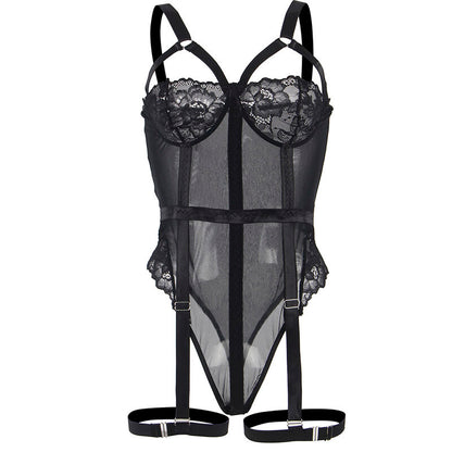 SUBBLIME - TEDDY WITH GARTER STRAP DETAIL CHEST BLACK L/XL