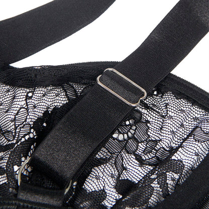SUBBLIME - TEDDY WITH GARTER WITH LACE DETAIL AND STRIPS BLACK L/XL