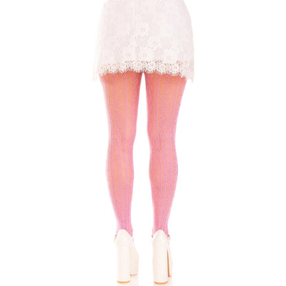 LEG AVENUE - MEDIAS CON ABERTURAS CORAZON & LAZOS ROSA