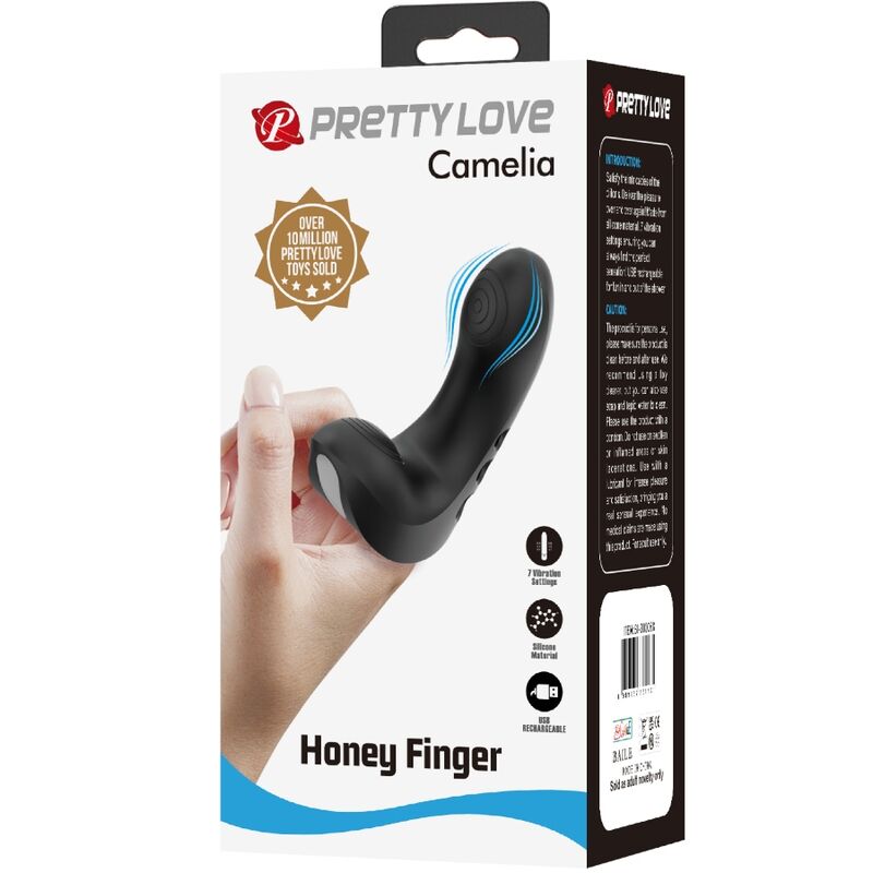 PRETTY LOVE - VIBRADOR DE DEDO CAMELIA 7 VIBRAÇÕES PRETO
