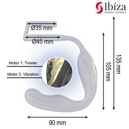 IBIZA - WIGGLE PLUG ANAL ROTADOR CONTROL REMOTO CON VIBRO-PERINEO Y ANILLAS POTENCIADORAS DE PENE