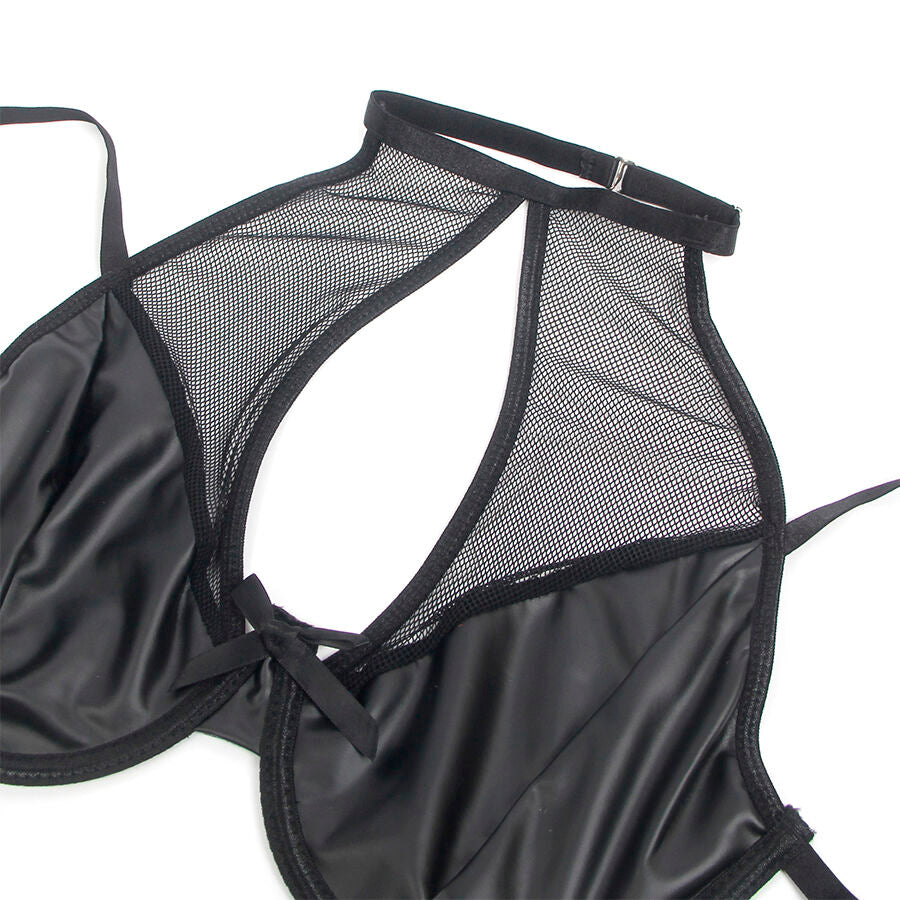 SUBBLIME - 957599 CONJUNTO SUJETADOR Y FALDA DE CUERO NEGRO L/XL