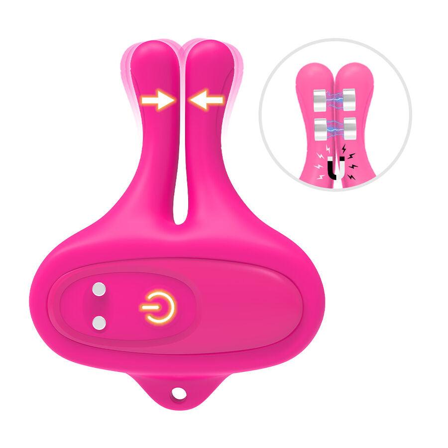 ARMONY - PINZAS PARA PEZONES MAGNÉTICA CON VIBRACIÓN FORMA CONEJO ROSA
