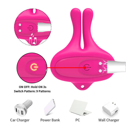 ARMONY - PINZAS PARA PEZONES MAGNÉTICA CON VIBRACIÓN FORMA CONEJO ROSA
