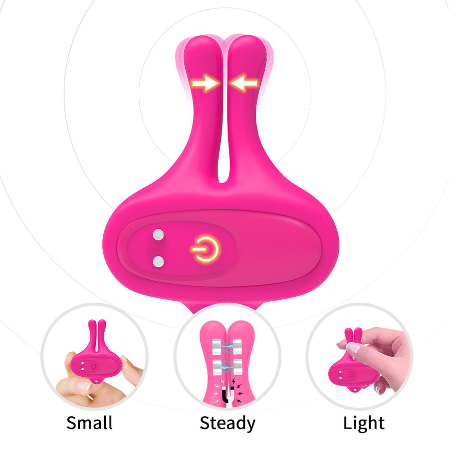 ARMONY - PINZAS PARA PEZONES MAGNÉTICA CON VIBRACIÓN FORMA CONEJO ROSA