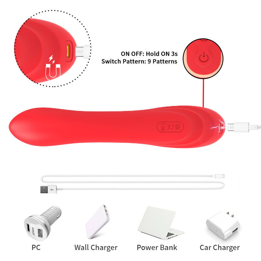 ARMONY - VIBRADOR ESTIMULADOR PUNTO G Y CLÍTORIS CON LENGUA OSCILANTE ROJO