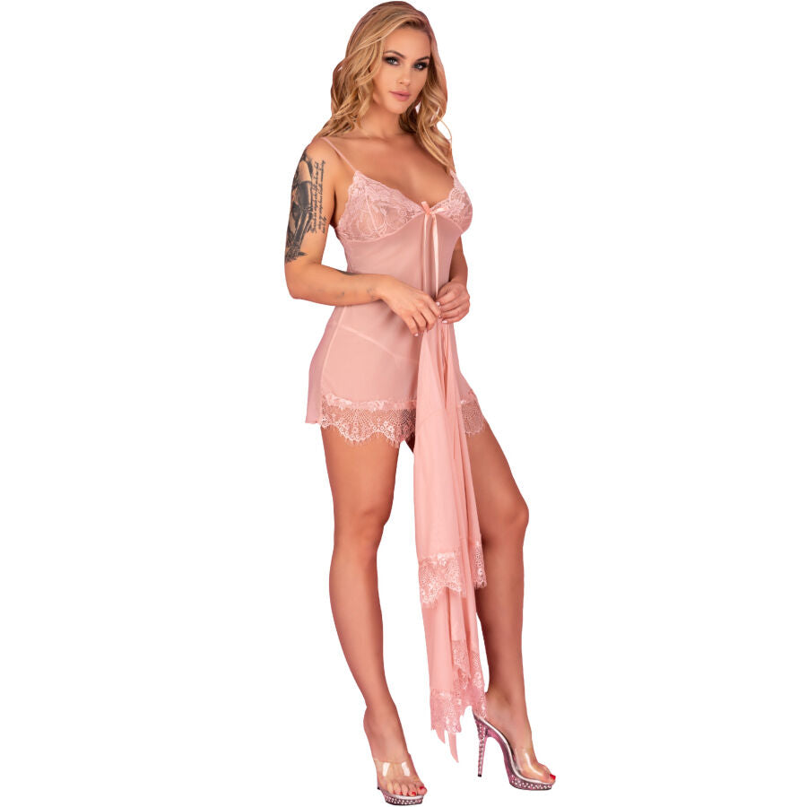 LIVCO CORSETTI FASHION - HYEONA 1710 BABYDOLL + TANGA ROSA L