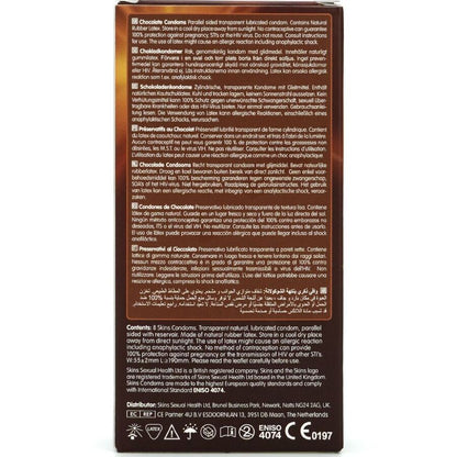 SKINS - PRESERVATIVOS PREMIUM SABOR CHOCOLATE PACK 8