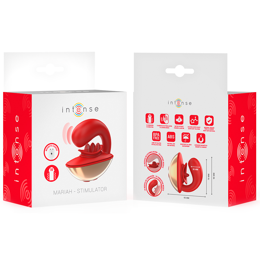 INTENSE - VIBRATORE E STIMOLATORE MARIAH A FORMA DI U 10 VIBRAZIONI ROSSO