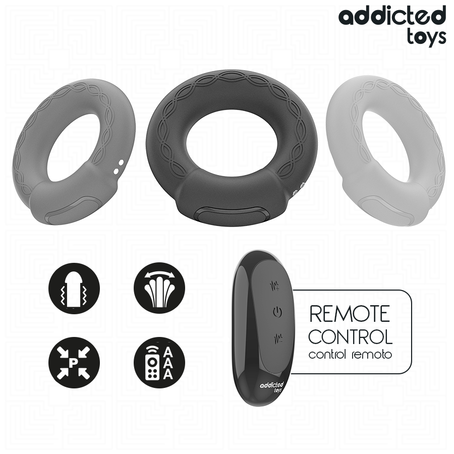 ADDICTED TOYS - ANILLO PENE VIBRADOR EFECTO CALOR CONTROL REMOTO