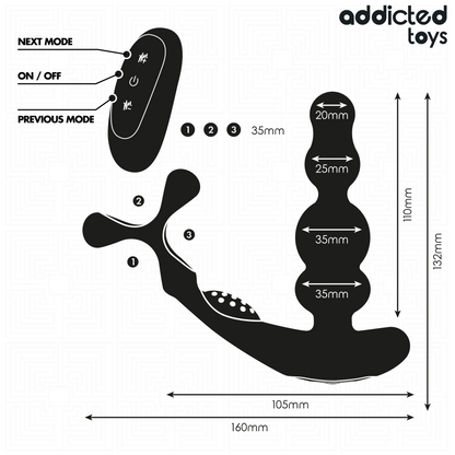 ADDICTED TOYS - MASAJEADOR PROSTÁTICO ROTATORIO CONTROL REMOTO
