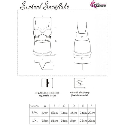 LIVCO CORSETTI FASHION - SENSUAL SNOWFLAKE LC 90603 CAMISA + TANGA + DIADEMA NAVIDEÑA L/XL
