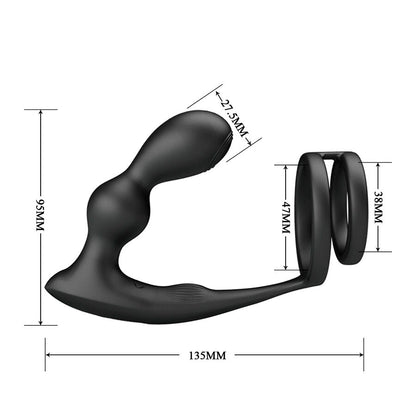 MR PLAY - VIBRATING ANAL PLUG WITH PENIS RING REMOTE CONTROL