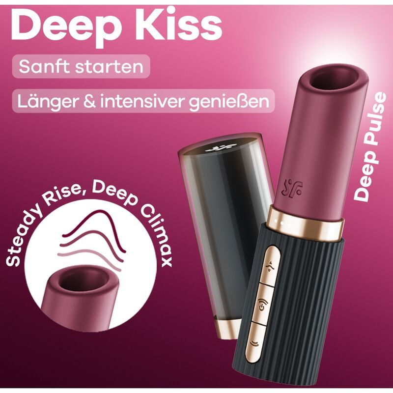 SATISFYER - DEEP KISS WAVE ESTIMULADOR DE CLITÓRIS GARNET / PRETO