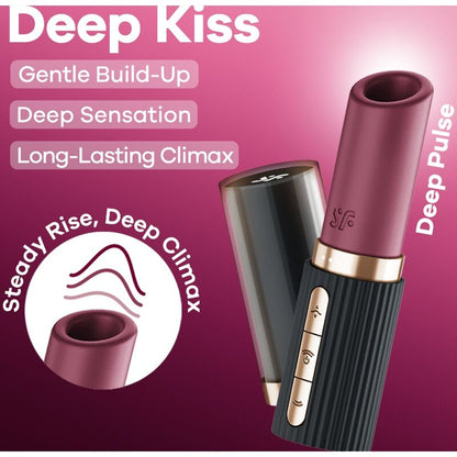 SATISFYER - DEEP KISS WAVE ESTIMULADOR DE CLITÓRIS GARNET / PRETO