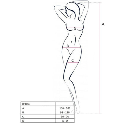 PASSION - WOMAN BS034 BODYSTOCKING BLACK ONE SIZE
