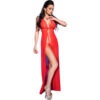 CHILIROSE - CR 3275 BABYDOLL LONG & THONG RED S/M